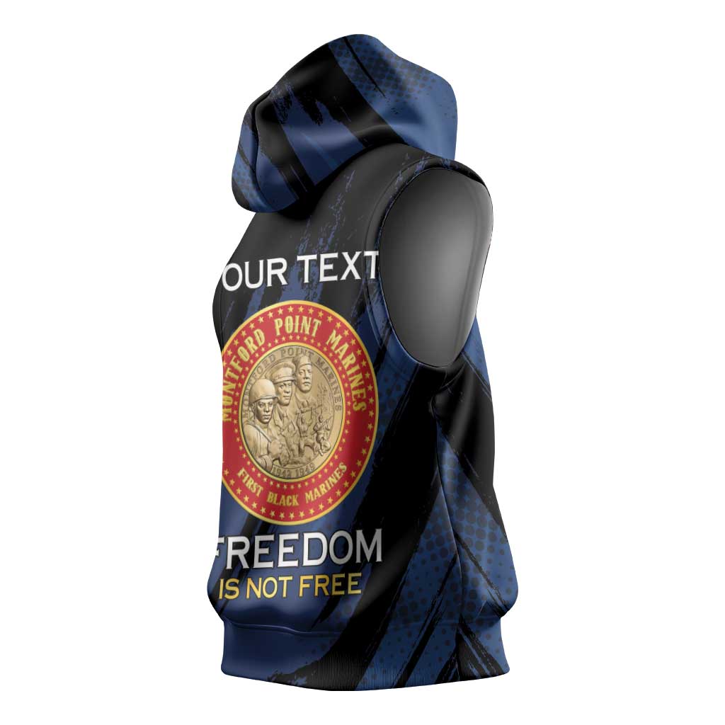 Personalized Honoring the First Black Marines Sleeveless Hoodie Montford Point Heroes - Blue - African Pride