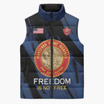 Personalized Proud to Honor Montford Point Marines Sleeveless Puffer Jacket Freedom Is Not Free - Blue