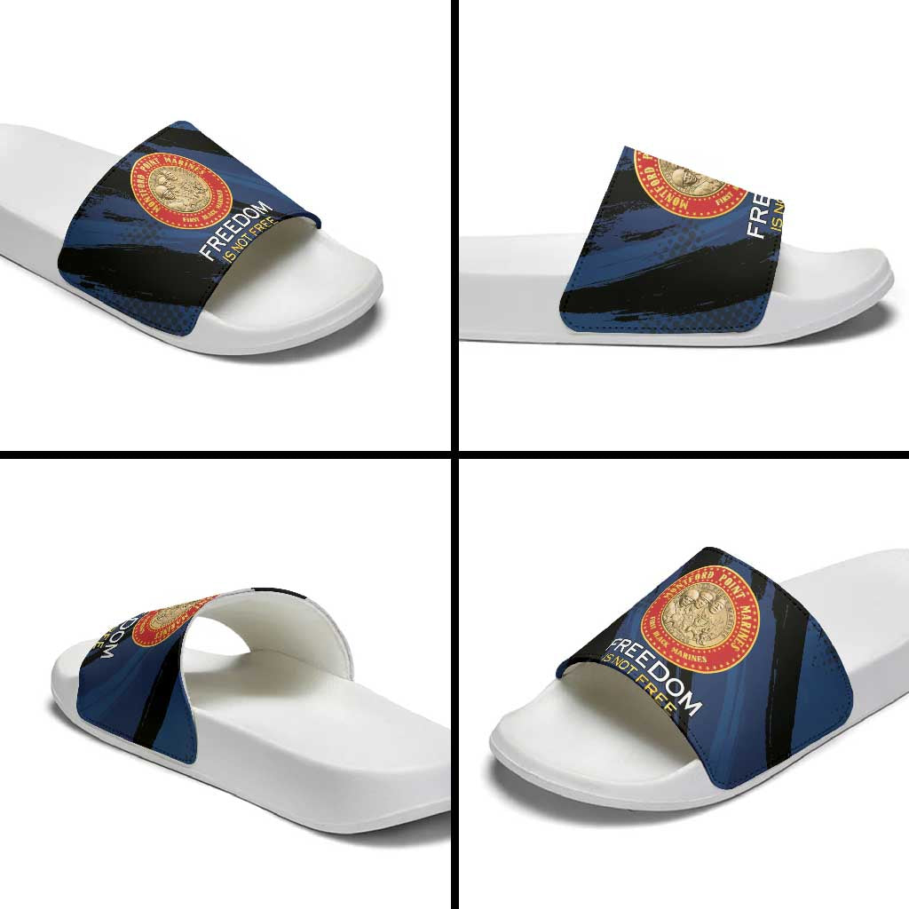 Proud to Honor Montford Point Marines Slide Sandals Freedom Is Not Free - Blue
