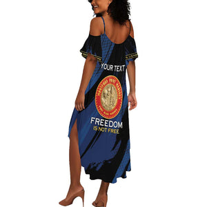 Personalized Honoring the First Black Marines Summer Maxi Dress Montford Point Heroes - Blue - African Pride