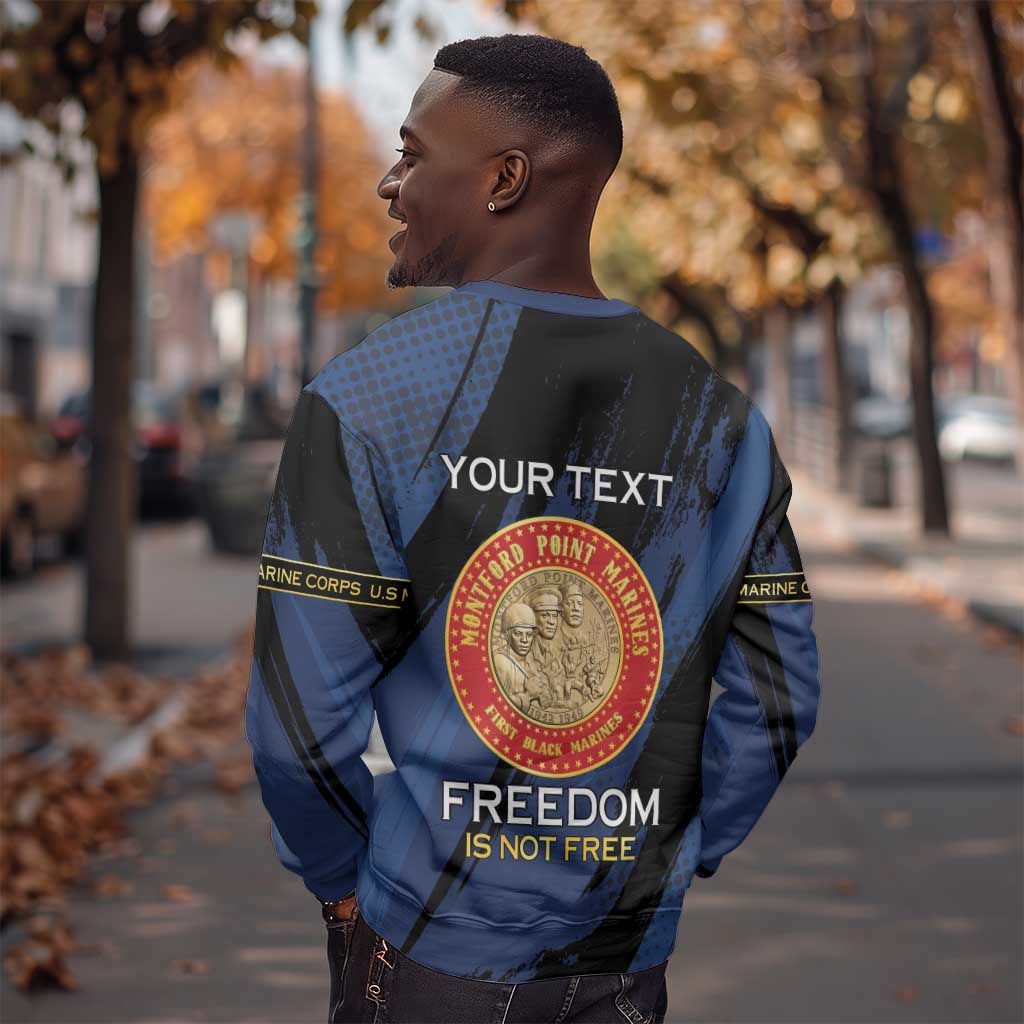Personalized Honoring the First Black Marines Sweatshirt Montford Point Heroes - Blue - African Pride