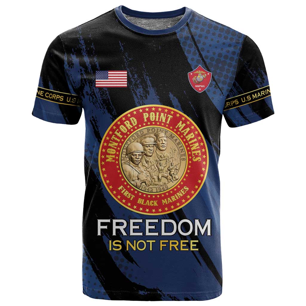 Personalized Honoring the First Black Marines T shirt Montford Point Heroes - Blue - African Pride