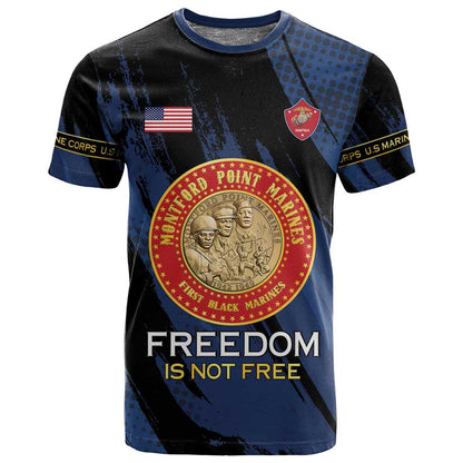 Personalized Honoring the First Black Marines T shirt Montford Point Heroes - Blue - African Pride