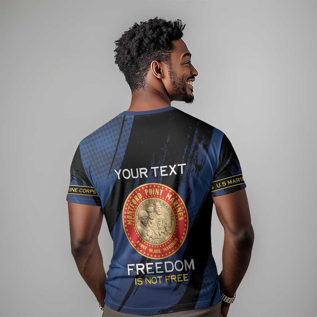 Personalized Honoring the First Black Marines T shirt Montford Point Heroes - Blue - African Pride