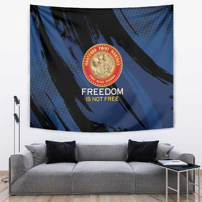 Honoring the First Black Marines Tapestry Montford Point Heroes - Blue - African Pride