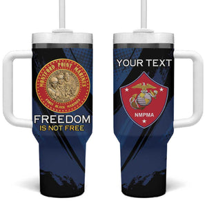 Personalized Honoring the First Black Marines Tumbler With Handle Montford Point Heroes - Blue - African Pride