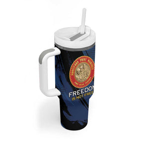 Personalized Honoring the First Black Marines Tumbler With Handle Montford Point Heroes - Blue - African Pride