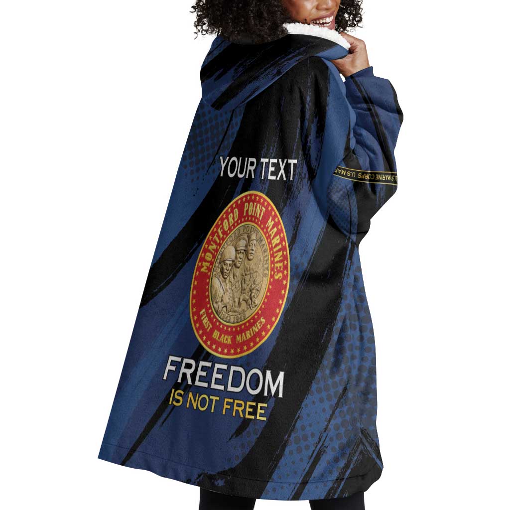 Personalized Honoring the First Black Marines Wearable Blanket Hoodie Montford Point Heroes - Blue - African Pride
