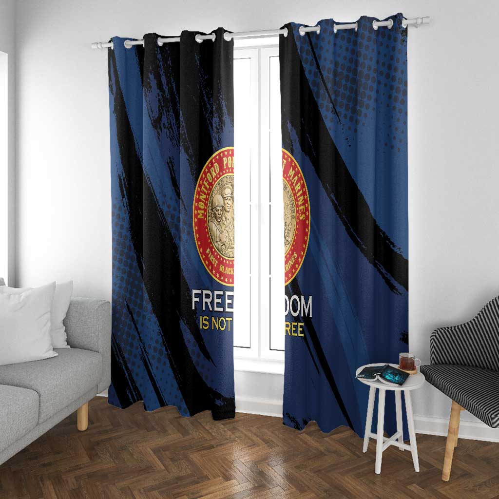 Honoring the First Black Marines Window Curtain Montford Point Heroes - Blue - African Pride