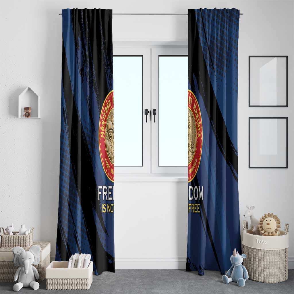 Honoring the First Black Marines Window Curtain Montford Point Heroes - Blue - African Pride