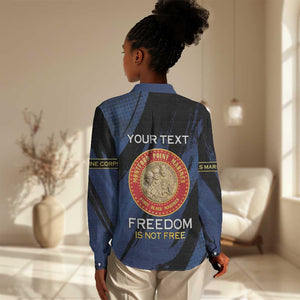 Personalized Honoring the First Black Marines Women Casual Shirt Montford Point Heroes - Blue - African Pride