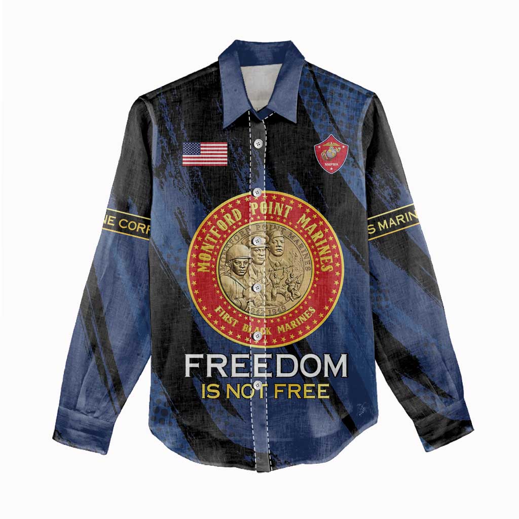 Personalized Honoring the First Black Marines Women Casual Shirt Montford Point Heroes - Blue - African Pride