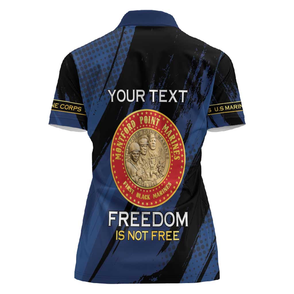 Personalized Honoring the First Black Marines Women Polo Shirt Montford Point Heroes - Blue - African Pride