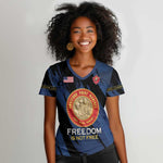 Personalized Honoring the First Black Marines Women V-Neck T-Shirt Montford Point Heroes - Blue - African Pride