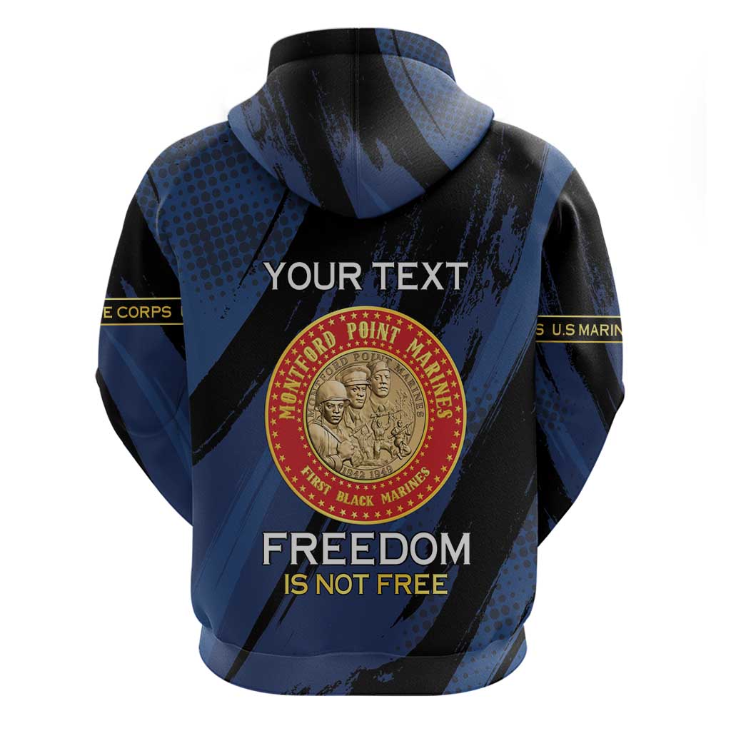 Personalized Honoring the First Black Marines Zip Hoodie Montford Point Heroes - Blue - African Pride