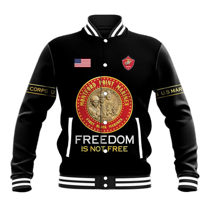 Personalized Honoring the First Black Marines Baseball Jacket Montford Point Heroes - Black - African Pride
