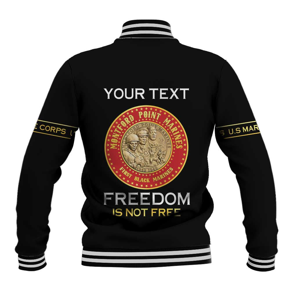 Personalized Honoring the First Black Marines Baseball Jacket Montford Point Heroes - Black - African Pride