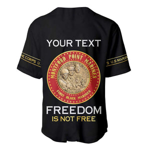 Personalized Honoring the First Black Marines Baseball Jersey Montford Point Heroes - Black - African Pride
