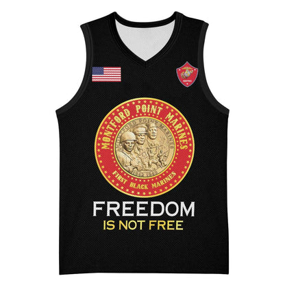 Personalized Honoring the First Black Marines Basketball Jersey Montford Point Heroes - Black - African Pride