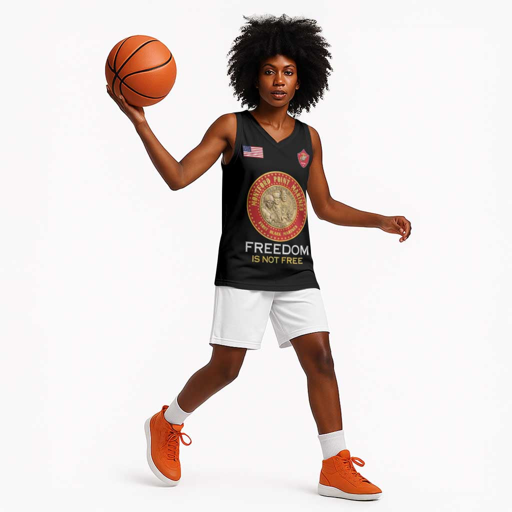 Personalized Honoring the First Black Marines Basketball Jersey Montford Point Heroes - Black - African Pride