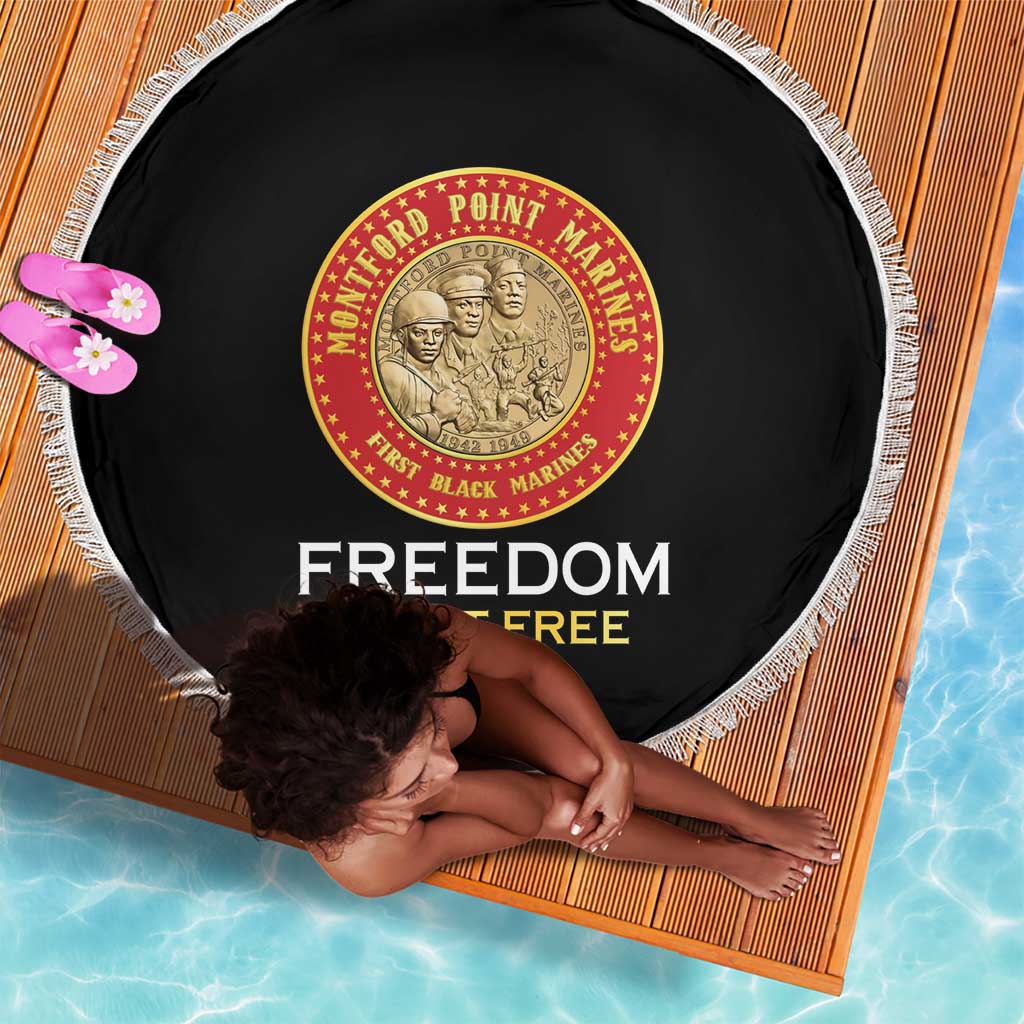 Honoring the First Black Marines Beach Blanket Montford Point Heroes - Black - African Pride