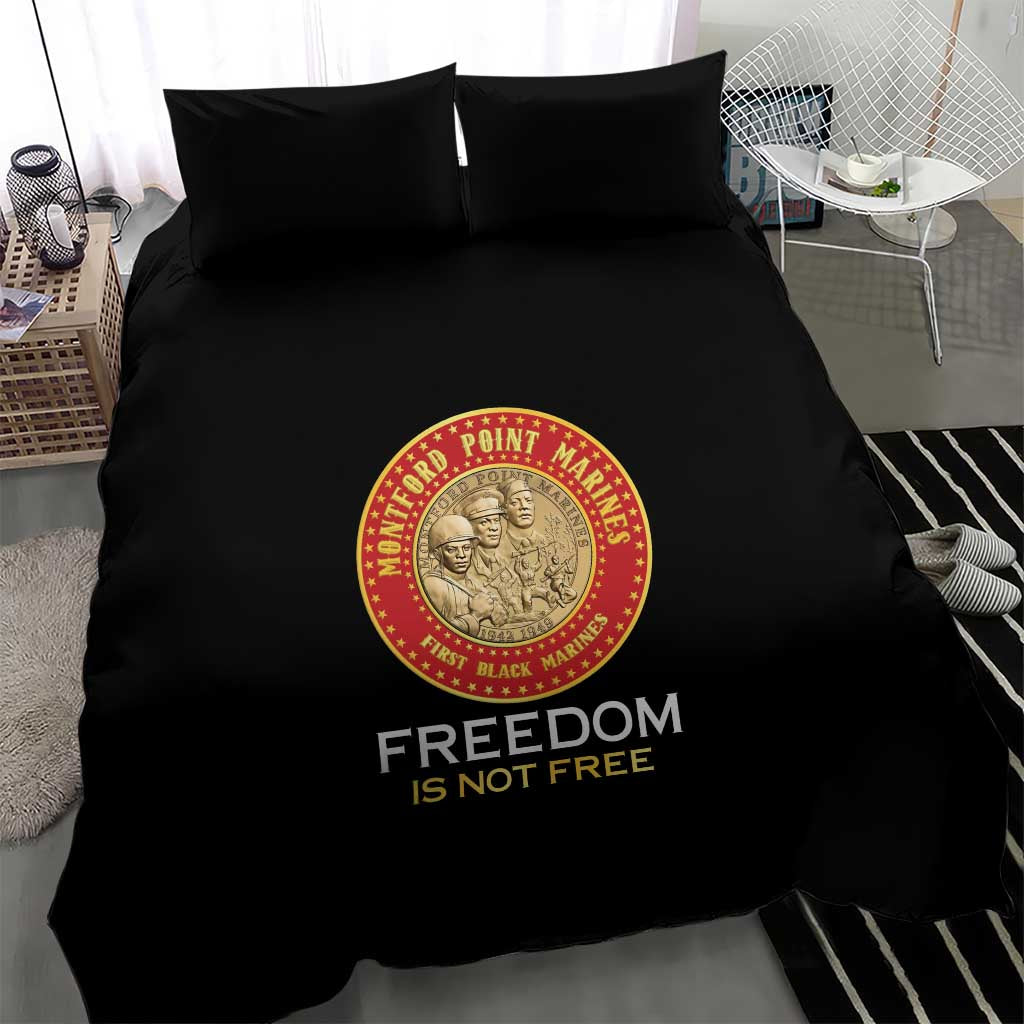 Honoring the First Black Marines Bedding Set Montford Point Heroes - Black - African Pride