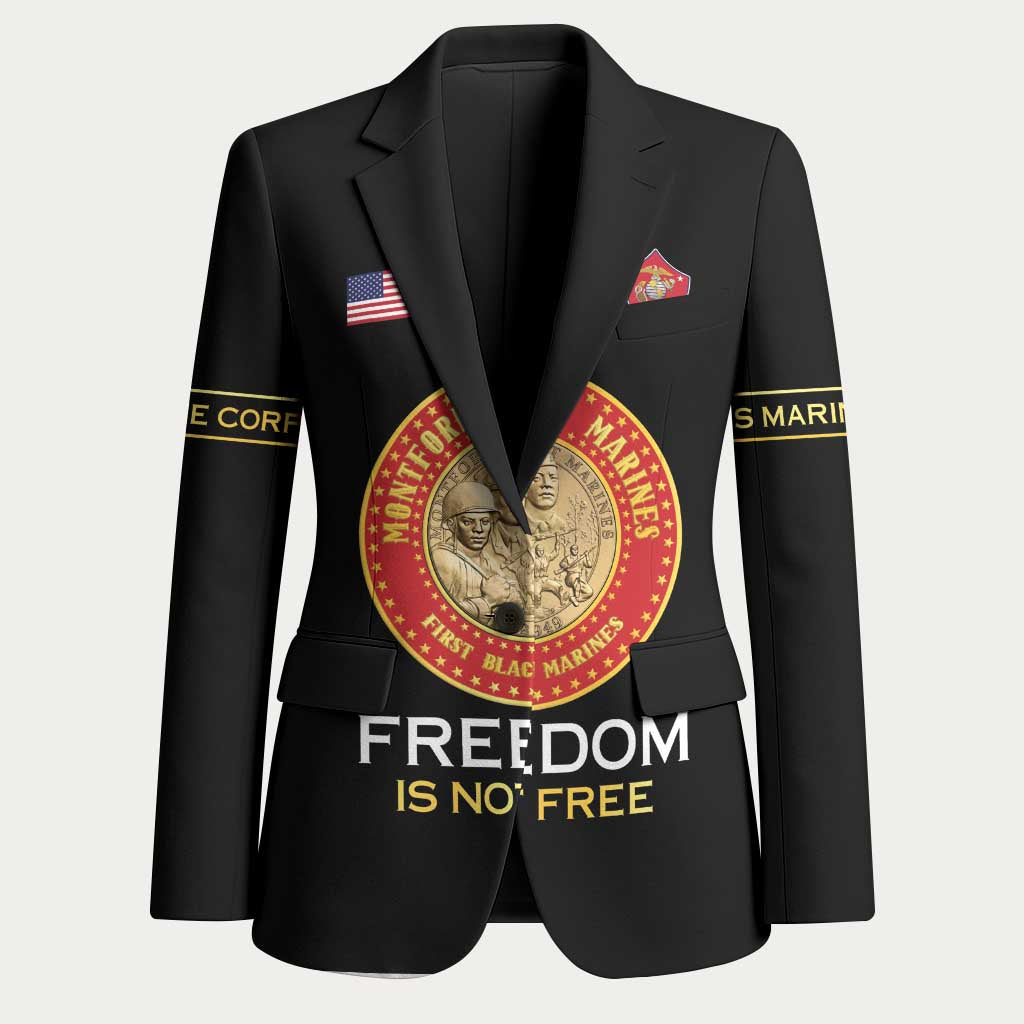 Personalized Proud to Honor Montford Point Marines Blazer Freedom Is Not Free - Black