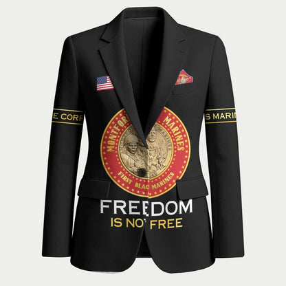 Personalized Proud to Honor Montford Point Marines Blazer Freedom Is Not Free - Black
