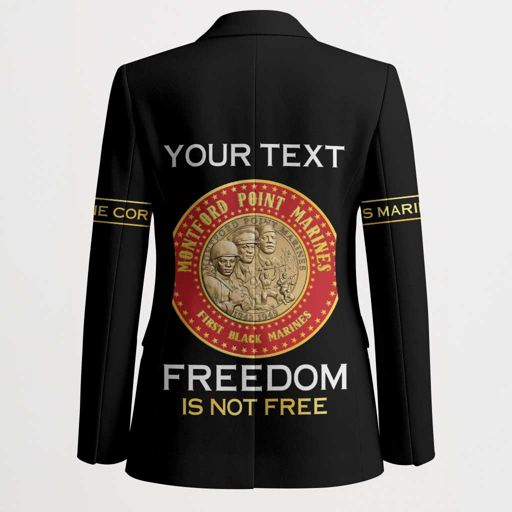 Personalized Proud to Honor Montford Point Marines Blazer Freedom Is Not Free - Black