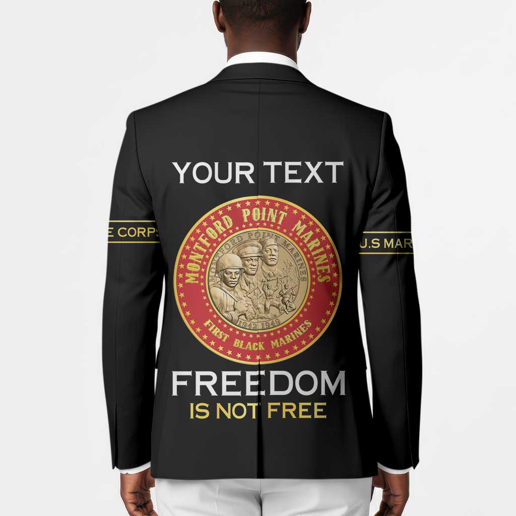 Personalized Proud to Honor Montford Point Marines Blazer Freedom Is Not Free - Black