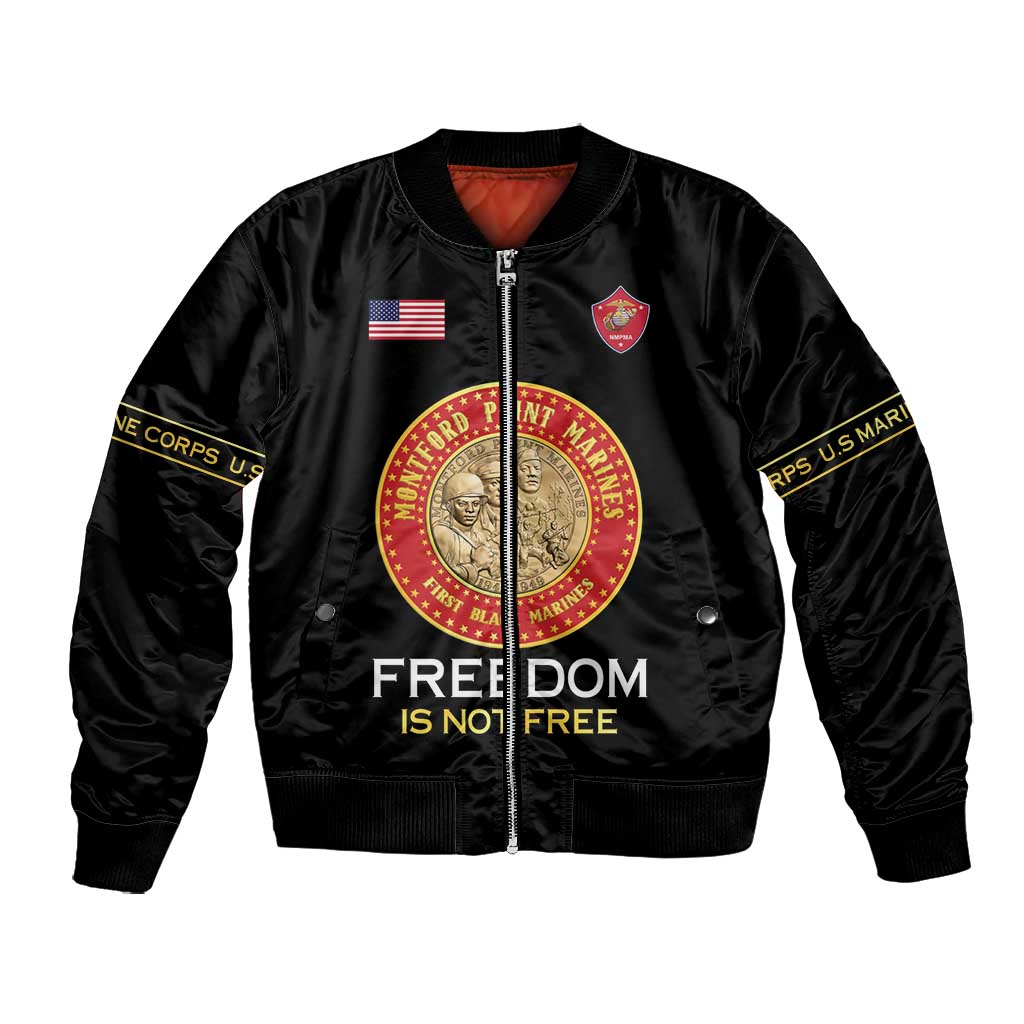 Personalized Honoring the First Black Marines Bomber Jacket Montford Point Heroes - Black - African Pride