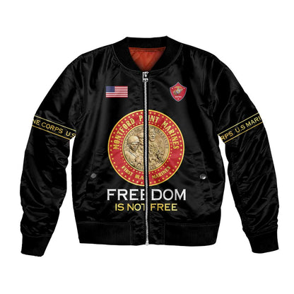 Personalized Honoring the First Black Marines Bomber Jacket Montford Point Heroes - Black - African Pride