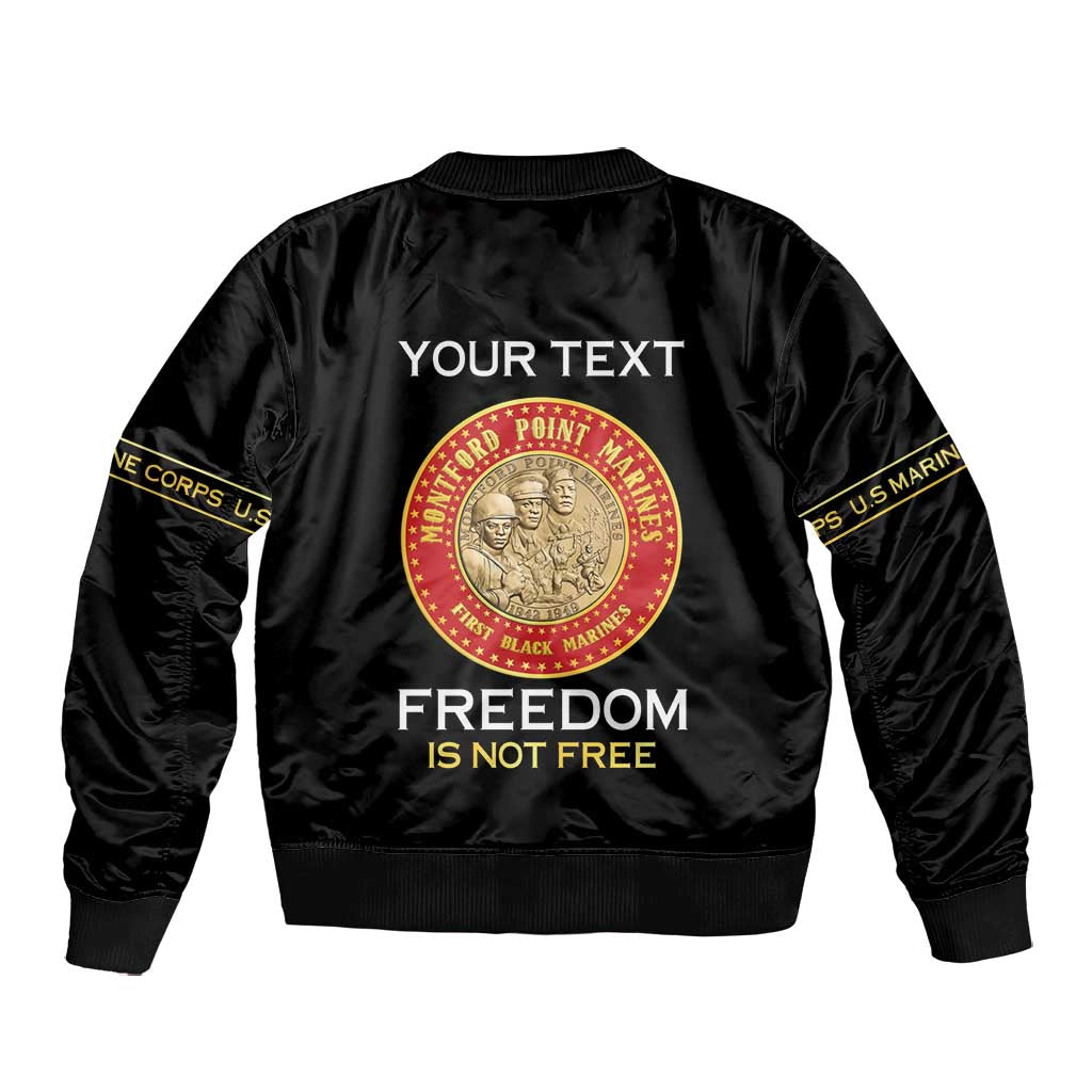 Personalized Honoring the First Black Marines Bomber Jacket Montford Point Heroes - Black - African Pride