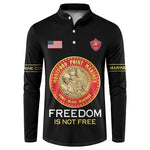 Personalized Proud to Honor Montford Point Marines Button Sweatshirt Freedom Is Not Free - Black