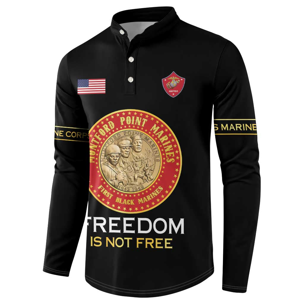 Personalized Proud to Honor Montford Point Marines Button Sweatshirt Freedom Is Not Free - Black