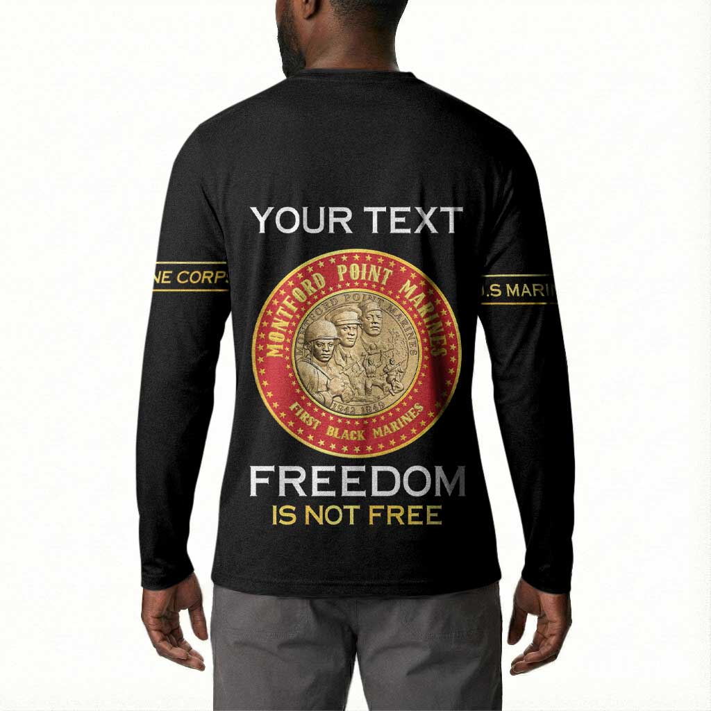 Personalized Proud to Honor Montford Point Marines Button Sweatshirt Freedom Is Not Free - Black