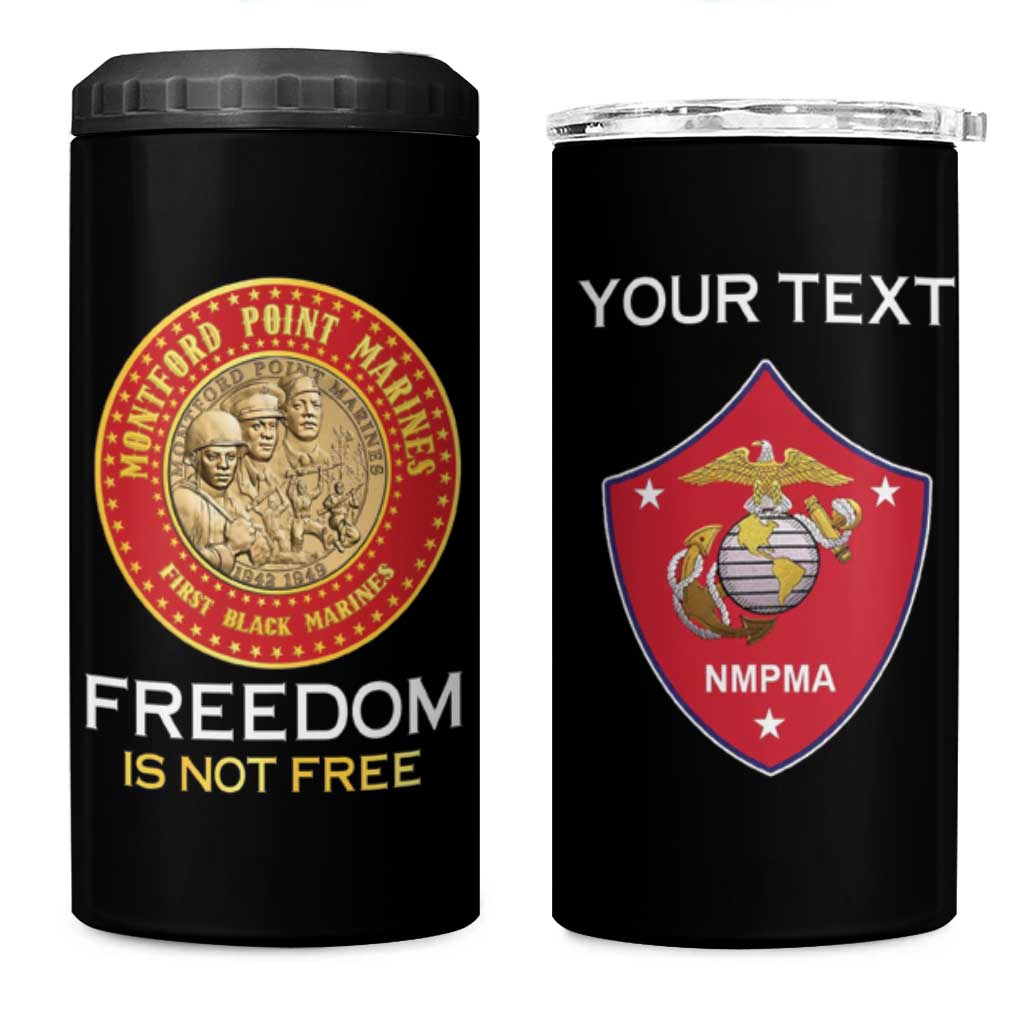 Personalized Honoring the First Black Marines 4 in 1 Can Cooler Tumbler Montford Point Heroes - Black - African Pride