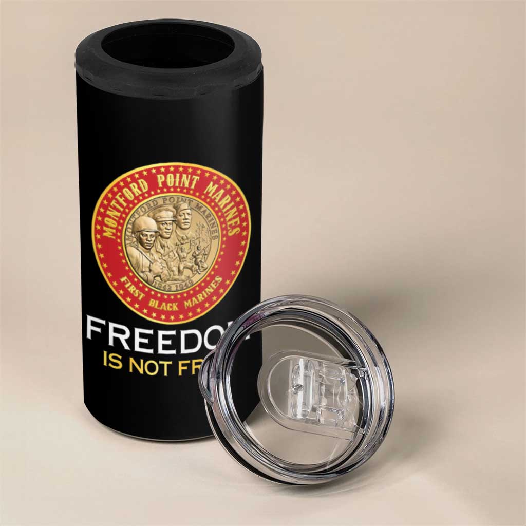 Personalized Honoring the First Black Marines 4 in 1 Can Cooler Tumbler Montford Point Heroes - Black - African Pride