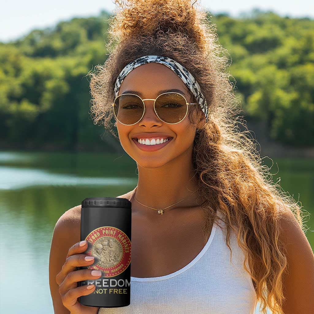 Personalized Honoring the First Black Marines 4 in 1 Can Cooler Tumbler Montford Point Heroes - Black - African Pride