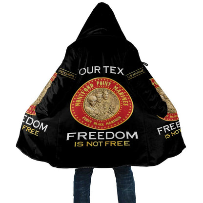 Personalized Proud to Honor Montford Point Marines Cloak Freedom Is Not Free - Black