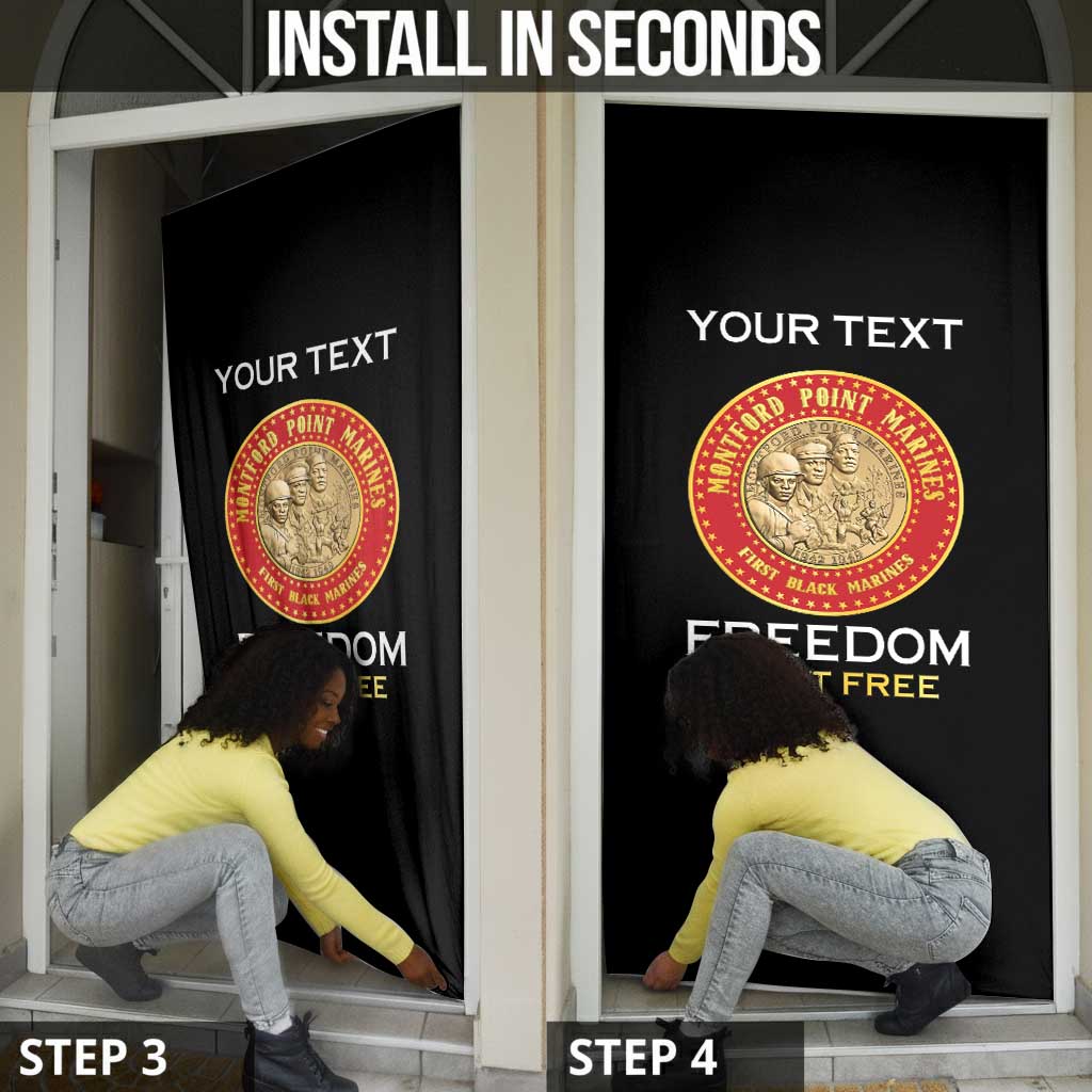 Personalized Proud to Honor Montford Point Marines Door Cover Freedom Is Not Free - Black