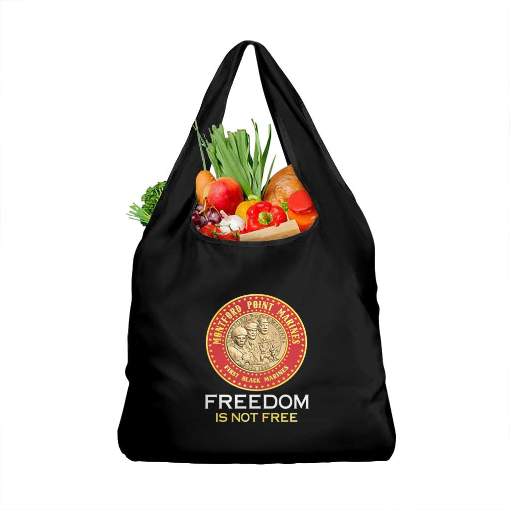 Honoring the First Black Marines Grocery Bag Montford Point Heroes - Black - African Pride
