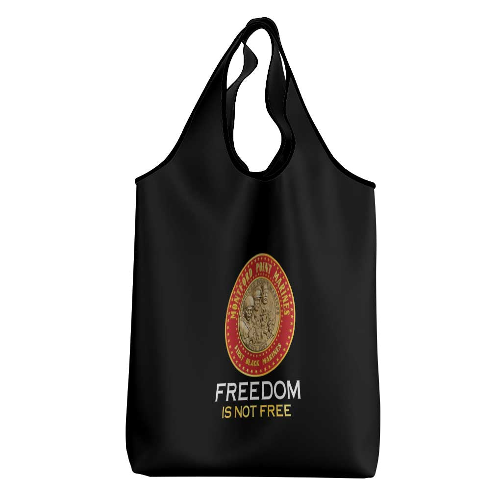 Honoring the First Black Marines Grocery Bag Montford Point Heroes - Black - African Pride