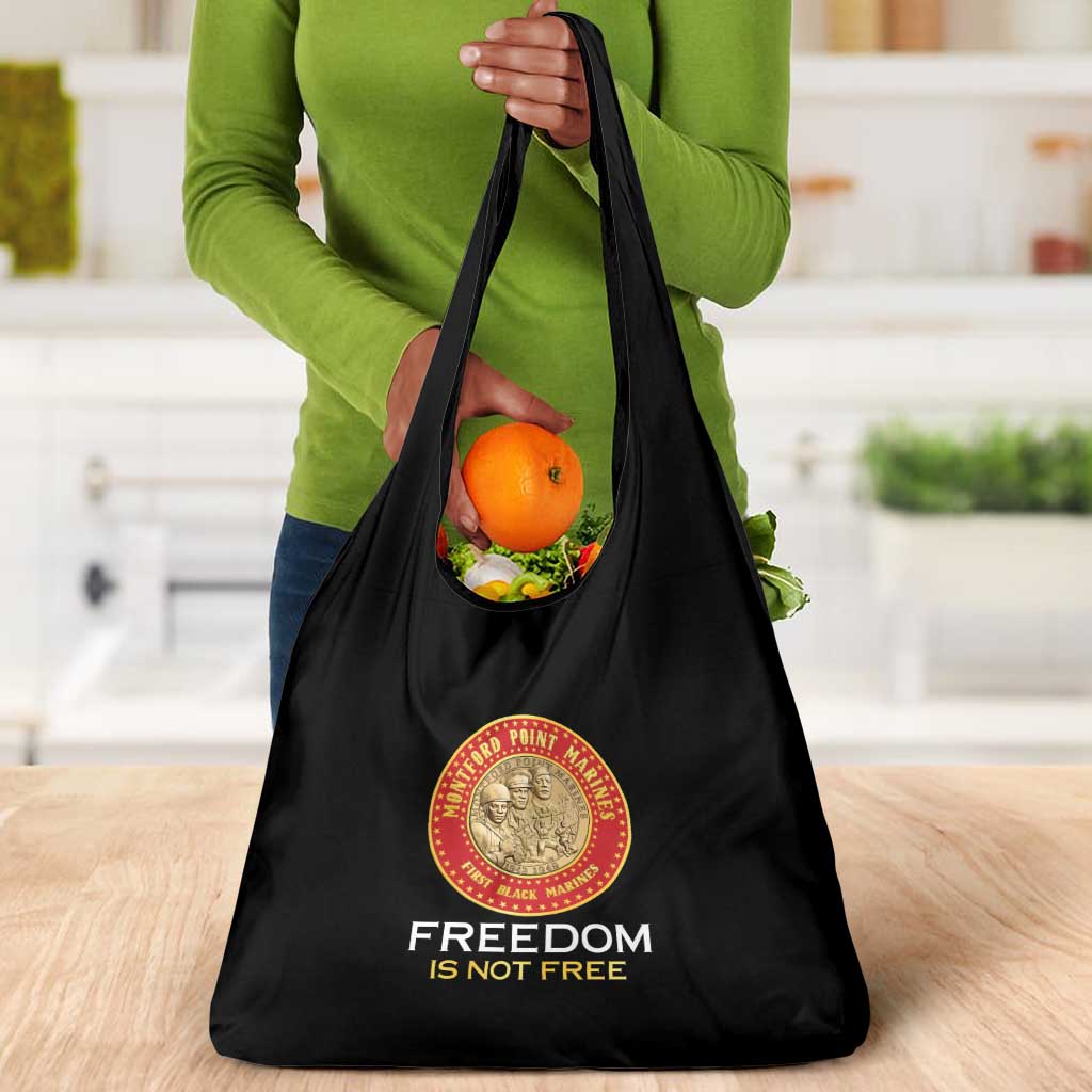 Honoring the First Black Marines Grocery Bag Montford Point Heroes - Black - African Pride