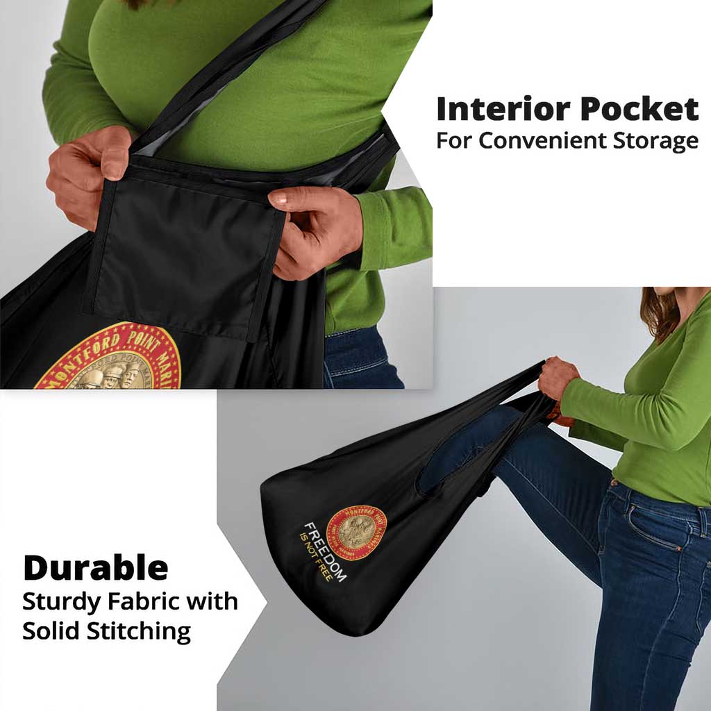 Honoring the First Black Marines Grocery Bag Montford Point Heroes - Black - African Pride