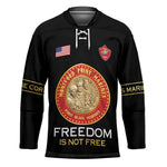Personalized Proud to Honor Montford Point Marines Hockey Jersey Freedom Is Not Free - Black