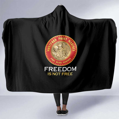 Honoring the First Black Marines Hooded Blanket Montford Point Heroes - Black - African Pride