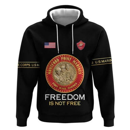 Personalized Honoring the First Black Marines Hoodie Montford Point Heroes - Black - African Pride