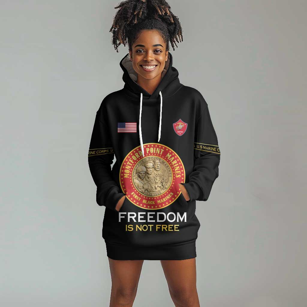 Personalized Honoring the First Black Marines Hoodie Dress Montford Point Heroes - Black - African Pride