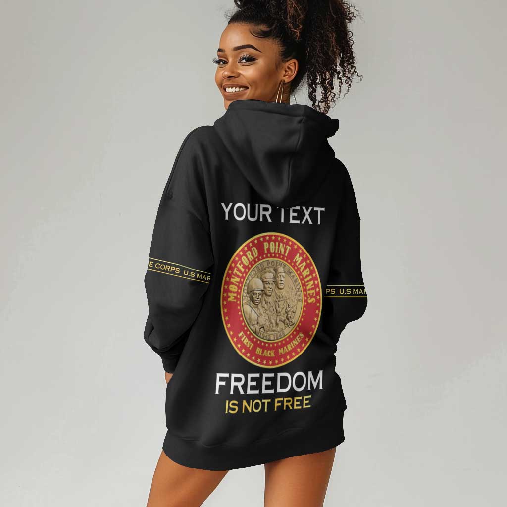 Personalized Honoring the First Black Marines Hoodie Dress Montford Point Heroes - Black - African Pride